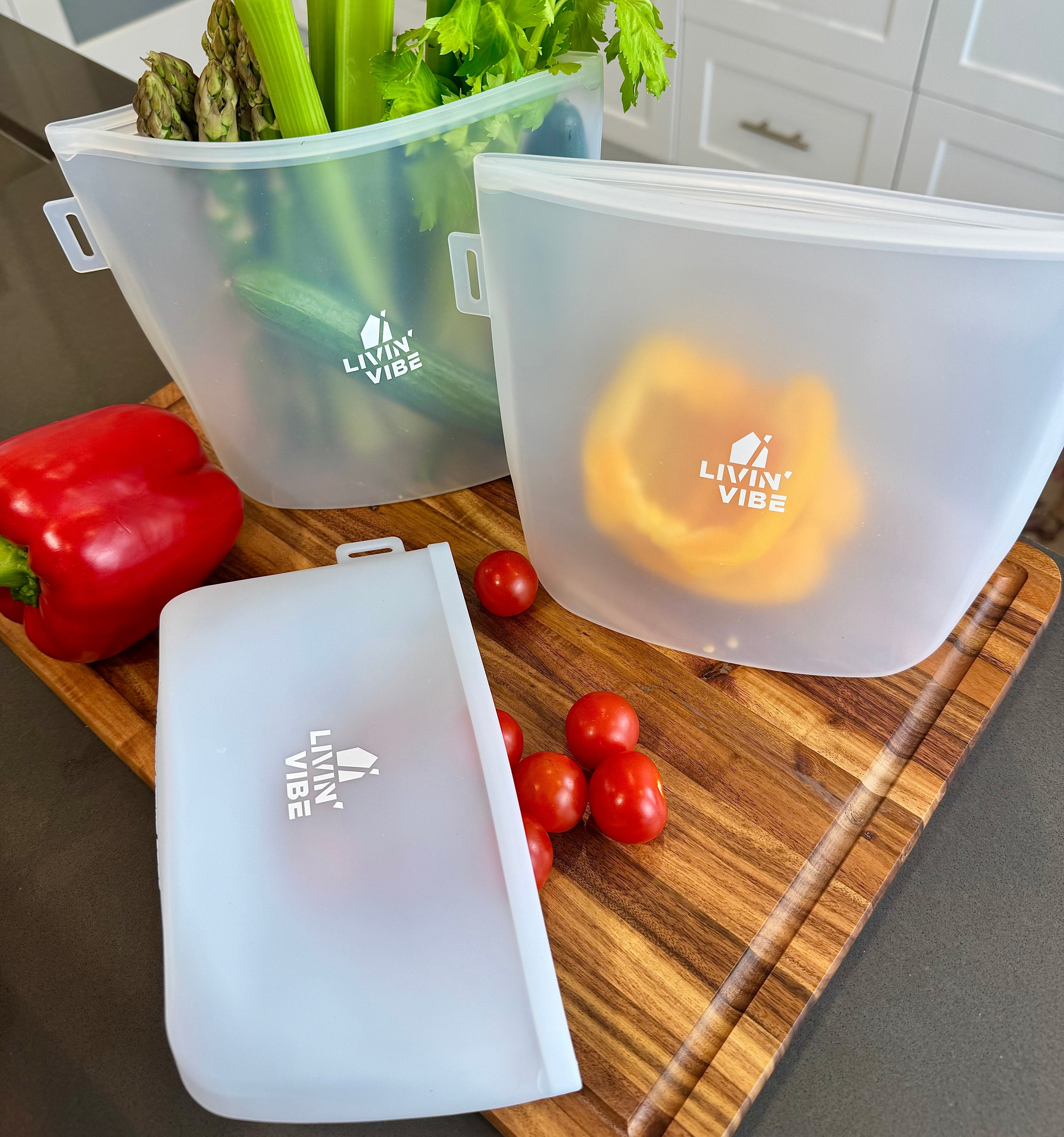 Reusable Silicone Food Storage Bags – Set of 4 Multicolor (500ml/17oz, 1000ml/34oz, 1500ml/51oz, 2000ml/68oz)