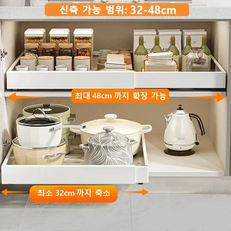 DecorBites™ Kitchen Storage Rack Drawer Organizer with Slide Rails