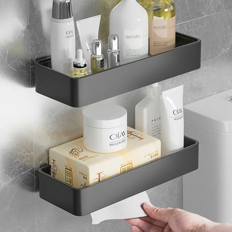 DecorBites™ Black Aluminum Corner Bathroom Kitchen Storage Shelf