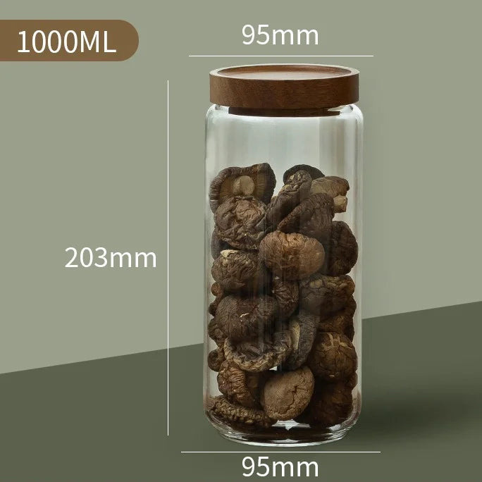 DecorBites™ Glass Airtight Canister with Wooden Lid | Versatile Kitchen Storage Solution