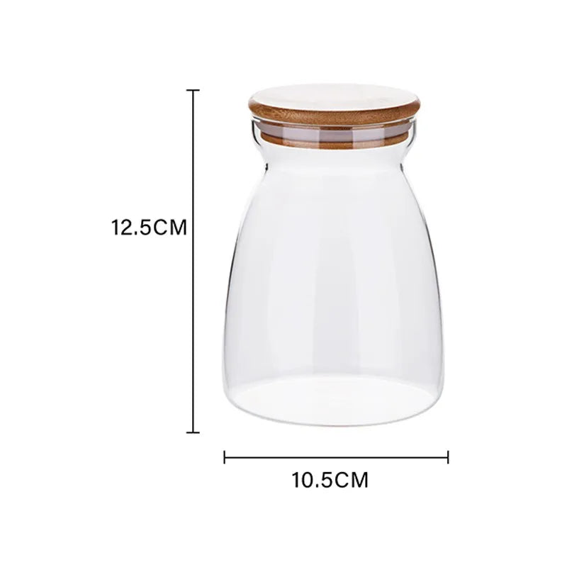 DecorBites™ Glass Airtight Canister with Wood Lid - Food Storage Solution for Kitchen