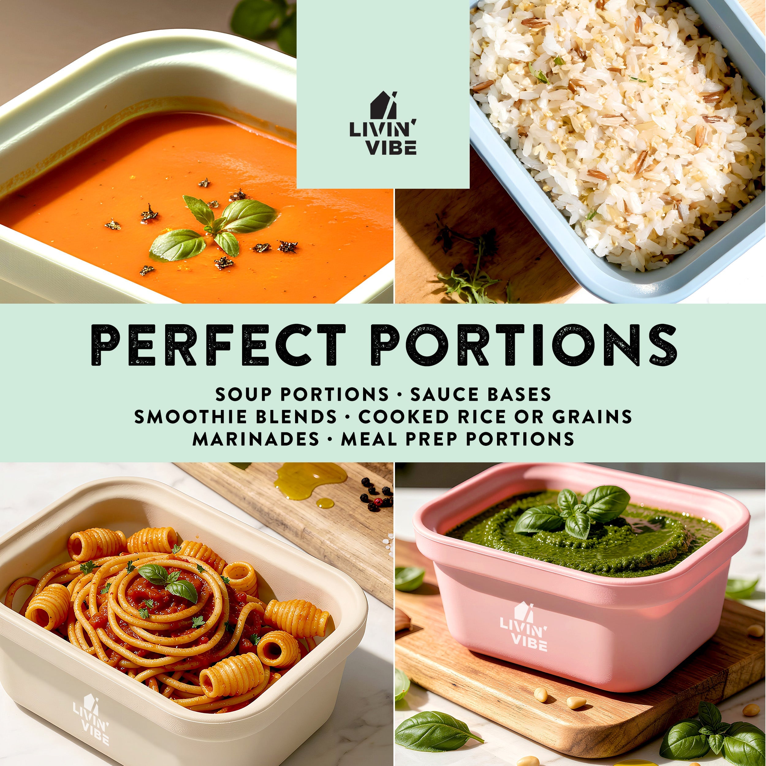 LIVINVIBE Silicone Freezer Tray Set with Lids – 4 Pack 250ml Portion Containers, Flexible Food Storage Trays for Soup, Sauce, Smoothies & Meal Prep