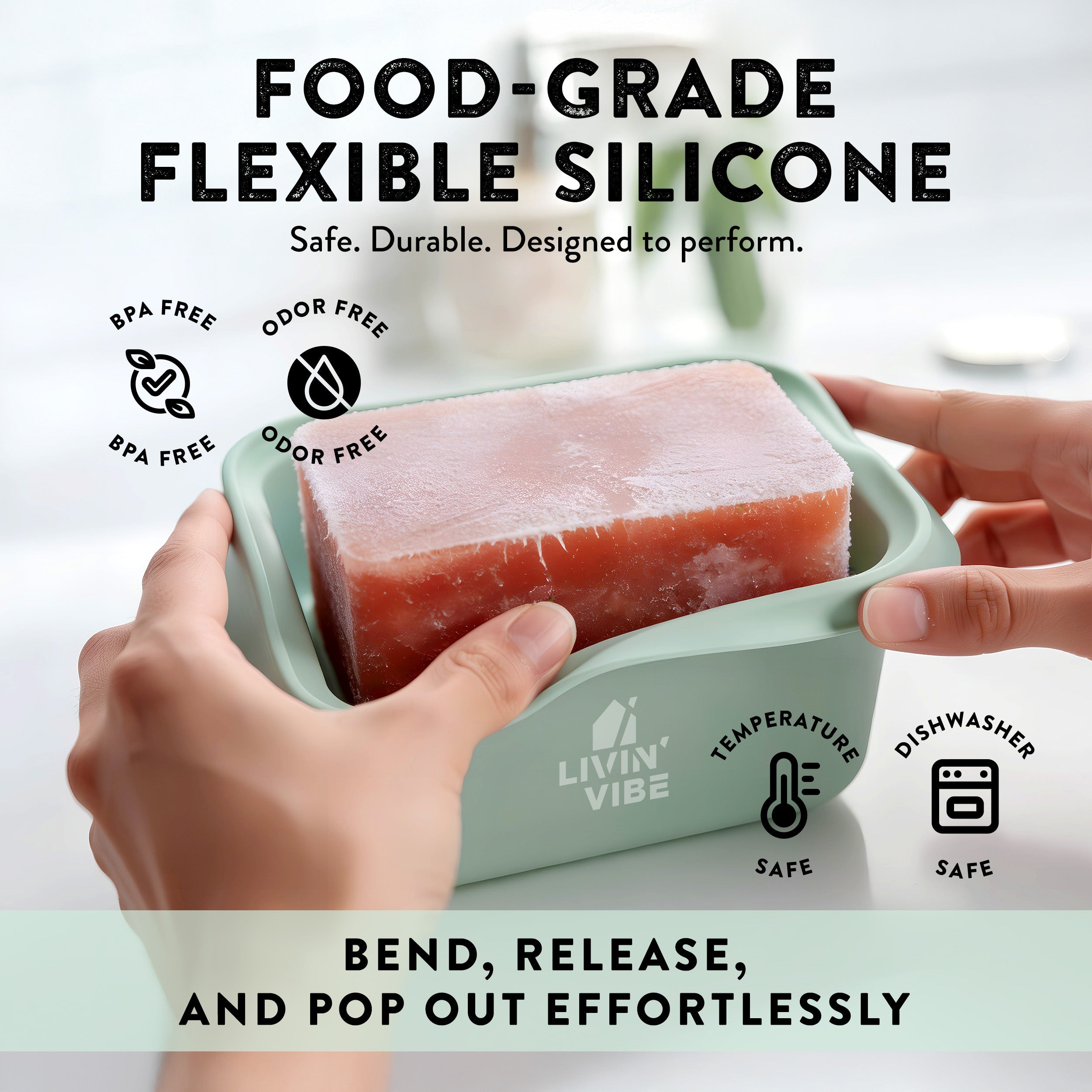 LIVINVIBE Silicone Freezer Tray Set with Lids – 4 Pack 250ml Portion Containers, Flexible Food Storage Trays for Soup, Sauce, Smoothies & Meal Prep