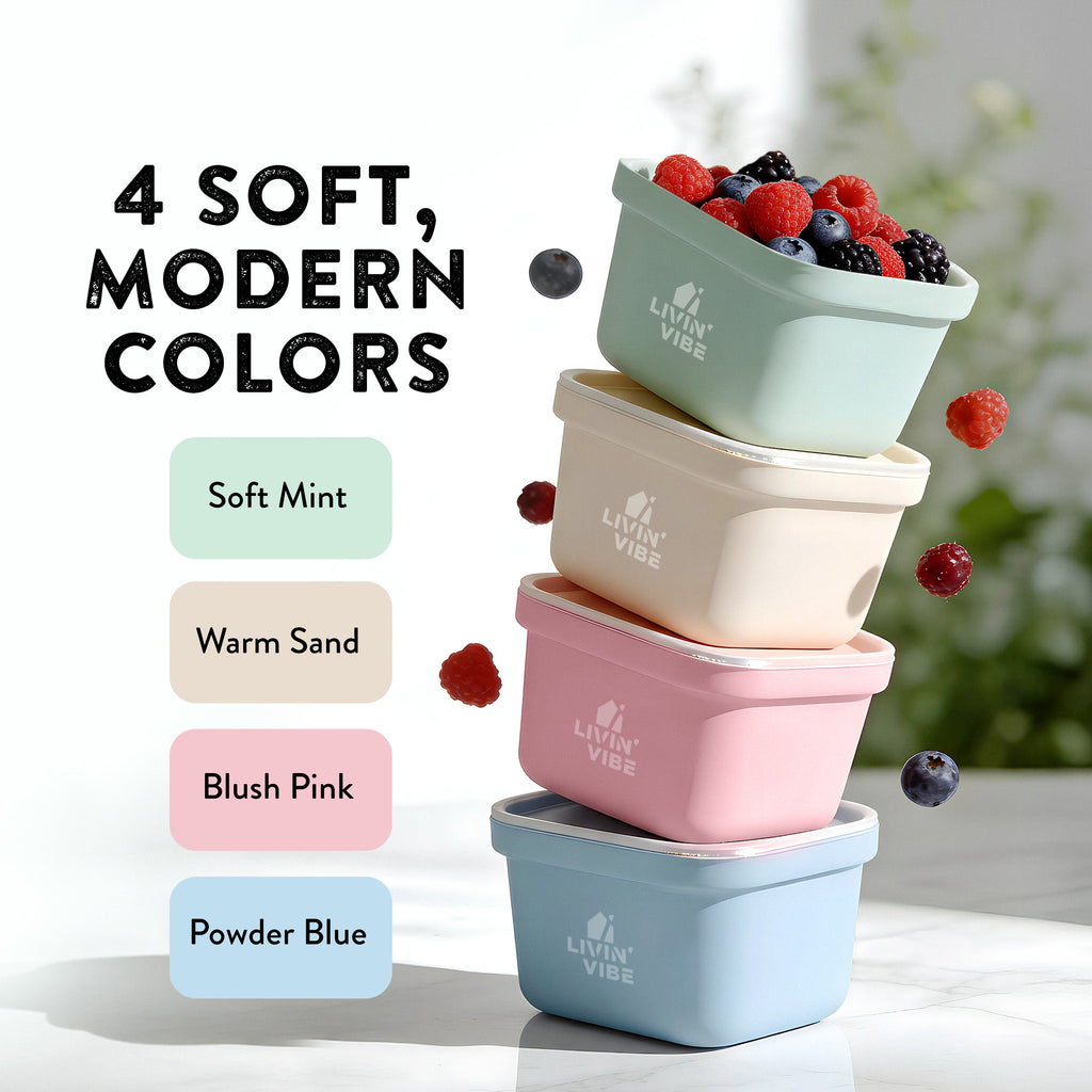 LIVINVIBE Silicone Freezer Tray Set with Lids – 4 Pack 250ml Portion Containers, Flexible Food Storage Trays for Soup, Sauce, Smoothies & Meal Prep