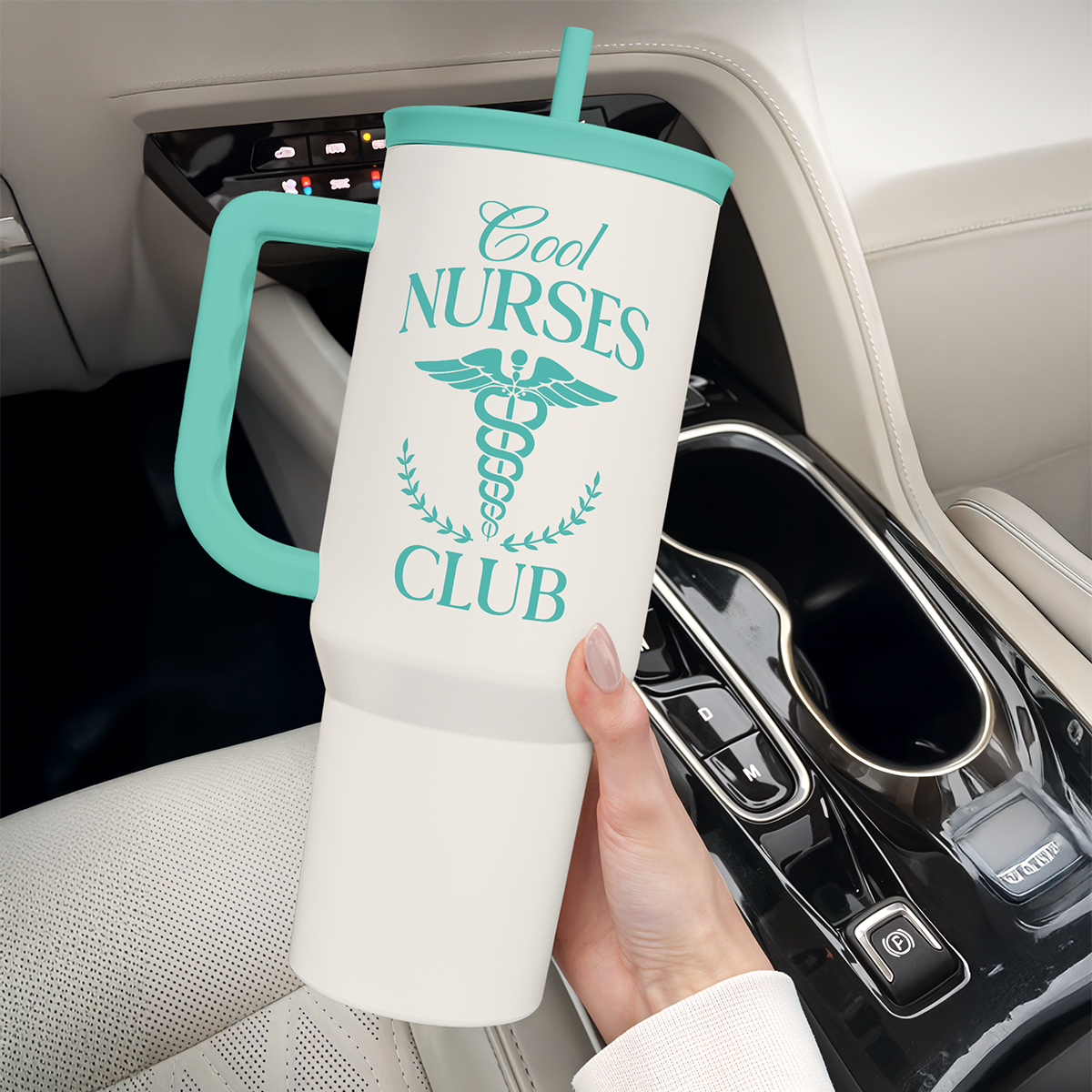 Nurse Gift for Women, Nurse Nutrition Facts Tumbler with Handle, Insulated Stainless Steel Travel Coffee Mug for Nurses Nursing Friends, Aprreciation Gifts for Nurse Week, Birthday, Christmas, 40oz