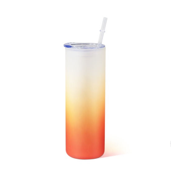 25oz Sublimation blank glass ombre gradient Tumblers (Includes Bamboo Lid & Straw)