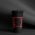 Strange Moms Build Character Insulated tumbler with a straw